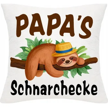 Povlak na polštářek Lněný povlak na polštář Dárek pro tátu ke Dni otců - Lenochod 45x45 cm