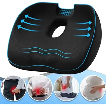 Polštář Ortopedický polštář na sezení, polštář na hemoroidy, polštář černý