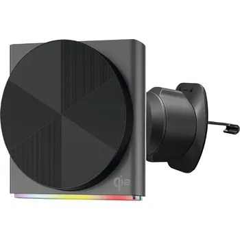 Proove - Držák do auta s bezdrátovým nabíjením Neostorm (WHNS15002003) - pro ventilační otvor, magnetický, Qi2, 15W, RGB, hliník - šedý