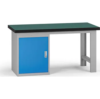Dílenský stůl B2B Partner Pracovní stůl do dílny G8, 1500 x 750 x 800 mm, 1x skříňka, modrá