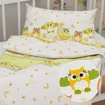 Dětské bavlněné povlečení do postýlky Sandra SA-594 Baby sovy zelené Do postýlky 100x135 a 40x60 cm