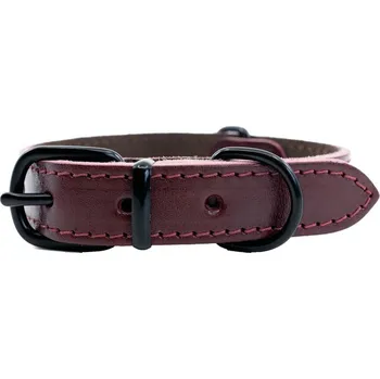 BAFPET Kožený obojek HERRY MINI, černé kování - Bordó