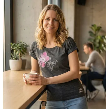 Dámské tričko Dámské triko ALTISPORT ALW107164 ČERNÝ MELÍR / RŮŽOVÁ XS