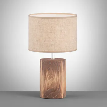 Lampička FISCHER & HONSEL Stolní lampa Malik, písková barva, lněná textilie, výška 43 cm E27 krémová, dřevěná 1 x 40 W - Doprava zdarma