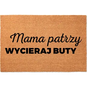 Rohožka KOKOSOVÁ VSTUPNÍ ROHOŽKA 40X60CM KE DVEŘÍM VTIPNÁ MÁMA SE DÍVÁ