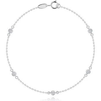 Náramek Náramek z bílého 14karátového zlata - kulatý čirý zirkon, zkosená očka