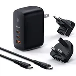 Mcdodo - Cestovní adaptér Mecha Series (CH-8442) - včetně kabelu, zástrčky UK/US/EU, 65 W, 2x Type-C, USB-A - černý