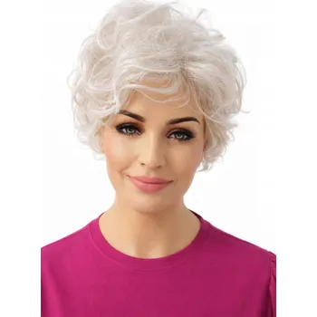 Paruka Krátká kudrnatá paruka v platinové, ledově blond barvě - Nessaja wigs