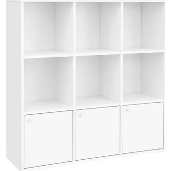 Dílenský regál Regálová skříň s policemi a dvířky bílá do dětského pokoje / obýváku / chodby 97,5x97,5x29 cm