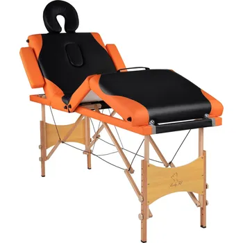 Masáž Stůl, masážní lehátko 4-segmentové dřevěné dvoubarevné