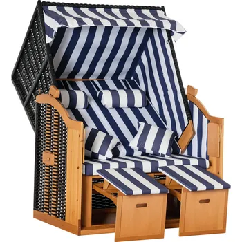 Zahradní lehátko Outsunny Plážové lehátko Outsunny, 5 stupňů, dvojité lehátko se stříškou, dvojité lehátko s držáky na nápoje, lehátko, PE ratan, 118 x 79 x 160 cm | Aosom