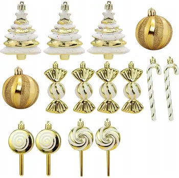 Vánoční dekorace Vánoční Koule zdobená, rampouchy, sady Vánoční stromek 12 cm 15 ks