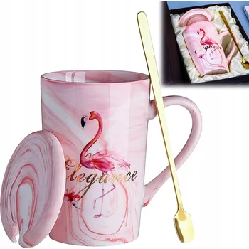 Hrnek šálek Plameňák na kávu dárek s víčkem 400 ml