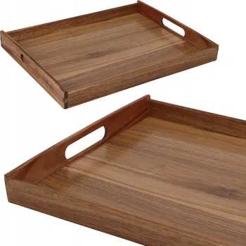 PODNOS SILO S UCHYTAMI AKÁTOVÉ DŘEVO HNĚDÁ 40x30 CM PRO SERVÍROVÁNÍ FSC