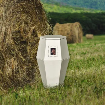 Smuteční dekorace Kremační urna pro zvířata, béžová/krémová, ekologická urna na popel koně