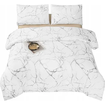 Povlečení Povlečení Mramorové Bílé Stříbrné Aplikace 160x200 Sada Mramor