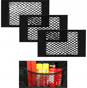 Organizér do auta 3x Síť do kufru Na Suchý Zip Taška do kufru auta Sada