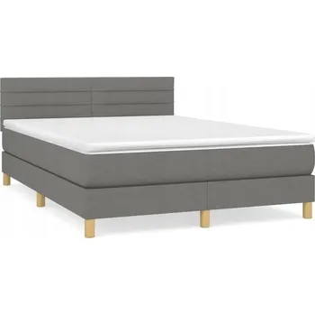 Postel Kontinentální postel tmavě šedá 193 x 144 x 78/88 cm s matrací 140 x 190