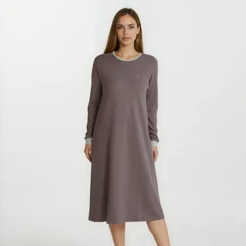 Dámská noční košile DÁMSKÁ NOČNÍ KOŠILE DL.RUKÁV - TEP: Hnědá M