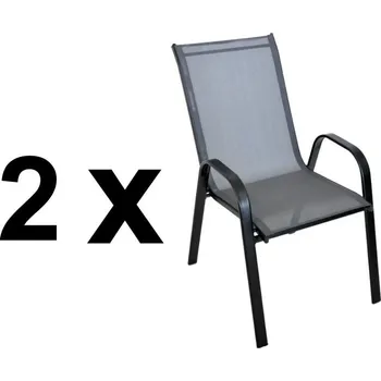 Jídelní židle Zahradní kovové křeslo 2 ks DARMA černá/tm. šedá látka