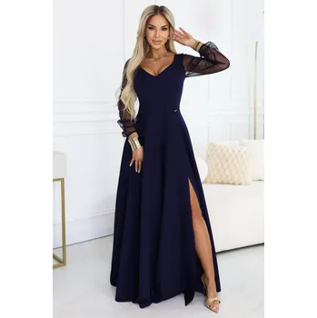 Dámské šaty Dámské šaty NUMOCO 640-3 TMAVĚ MODRÁ L