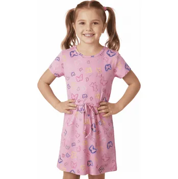 Dívčí šaty BAVLNĚNÉ DÍVČÍ LETNÍ ŠATY S MOTÝLKY Barva: Světle růžová, Velikost: 116