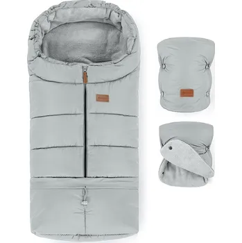 Příslušenství pro přepravu dětí PETITE & MARS Set zimní fusak Jibot 3v1 + rukavice na kočárek Jasie Quiet Grey