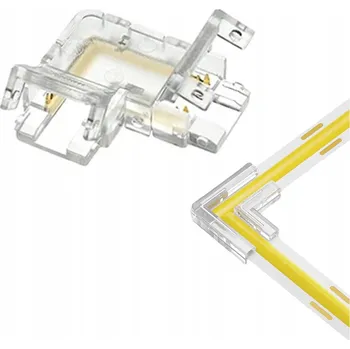 LED páska ÚHLOVÁ SPOJKA PRO LED COB PÁSKY 8mm, ÚHLOVÝ KONEKTOR 90°, RYCHLÁ MONTÁŽ KLIKNUTÍM