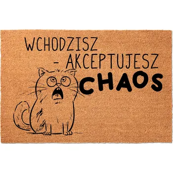 Rohožka KOKOSOVÁ VSTUPNÍ ROHOŽKA PŘED DVEŘE NA BOTY - ZÁBAVNÁ - AKCEPTUJETE CHAOS