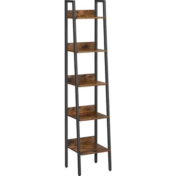 regál Vysoký úzký regál v industriálním stylu kov + dřevo do obýváku / ložnice / kuchyně 34x30x170 cm