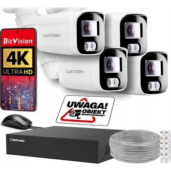 IP kamera MONITOROVACÍ SET 4K 8Mpx IP POE, 4 KAMERY, Detekce osob, BEZ DISKU