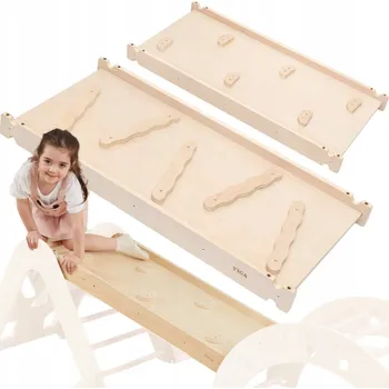 Dřevěná hračka VIGA Dřevěná Skluzavka s Lezeckou Stěnou - Domácí Dřevěné Dětské Hřiště