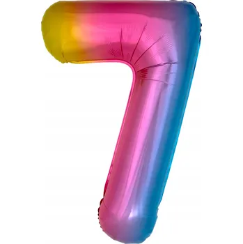 Balónek Fóliový balónek ve tvaru číslice 7, barevný, 100 cm