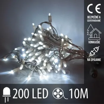 Reklamní LED panel Vánoční led světelný řetěz vnější ke spojování - 200led - 10m studená bílá