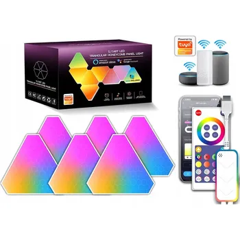 Stojací lampa INTELIGENTNÍ LED LAMPA SADA 6 X TROJÚHELNÍK WIFI SMART TUYA PLUG RGB BÍLÁ