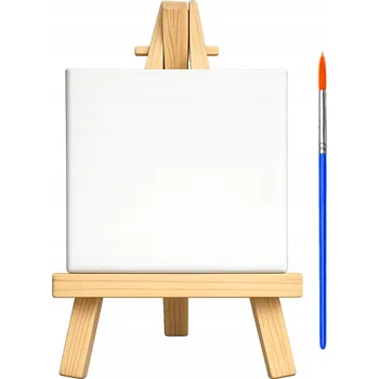 Obraz MALÝ MALÍŘSKÝ STOJAN + MINI MALÍŘSKÉ PLÁTNO 7X7cm BAVLNĚNÉ + ŠTĚTEC
