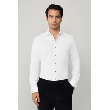 Pánská košile KOŠILE HACKETT LONDON MELANGE JERSEY PIQUE OPTIC WHITE