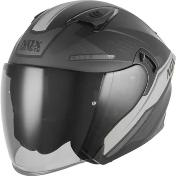 Helma na motorku Otevřená helma na motorku NOX N130 EKTO matná černo-stříbrná 2XL