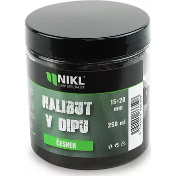 Nikl Black halibut pelety v dipu Česnek 15+20mm, 250ml