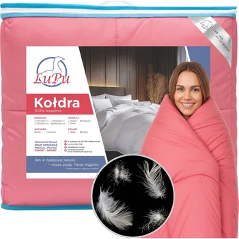 přikrývka Přikrývka 200x220 Celoroční péřová antialergická Růžová Husí peří (2) LuPu