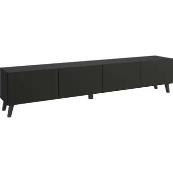 Televizní stolek TV stolek PHUKET 190 cm černý grafit - nízký TV stolek s policí, s tlumením dovírání