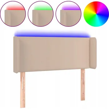 Čelo postele s LED, cappuccino, 83x16x78/88 cm, umělá kůže