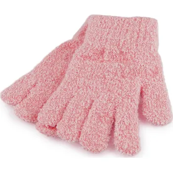 Rukavice Dětské pletené rukavice froté, velké, 4 pudrová