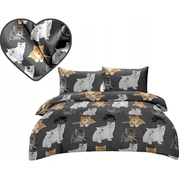 Povlečení Povlečení 160x200 SATÉN BAVLNA 2 Povlaky na polštáře KOČKY