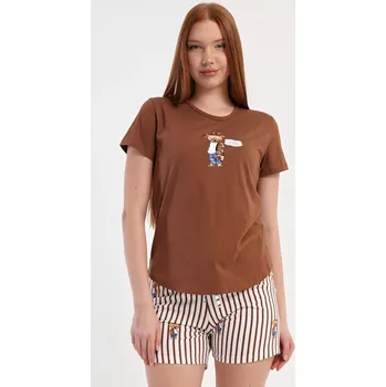 Pánská móda Dámské pyžamo šortky Bear hnědá S