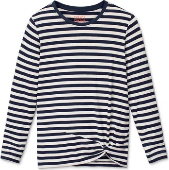 Dámské tričko 628476 - Tchibo - Triko s dlouhým rukávem a ozdobným uzlem - dámské - vel. 146/152 - barva: modrá/s proužky