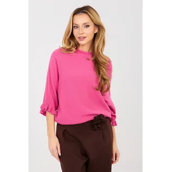 Dámský svetr ItModa Svetřík s 3/4 rukávy tmavě růžový Velikost: UNI