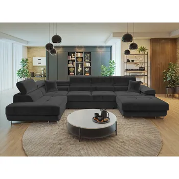 Sedací souprava MOB Rohová sedačka U Terazuro Bis (tmavě šedá) (s úl. prostorem) (L)