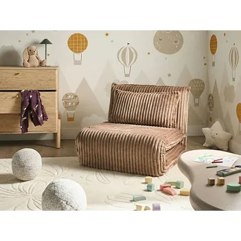 Pohovka Rozkládací pohovka manšestrové čalounění světle hnědá 1 místo k sezení dodatečný polštář nastavitelné opěradlo bez područek pro děti i dospělé Beliani