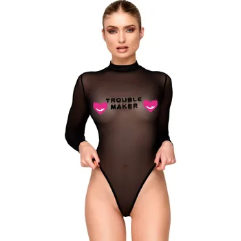 Dámské erotické body Noir Handmade F388 Troublemaker Bodysuit Black Velikost XXXL